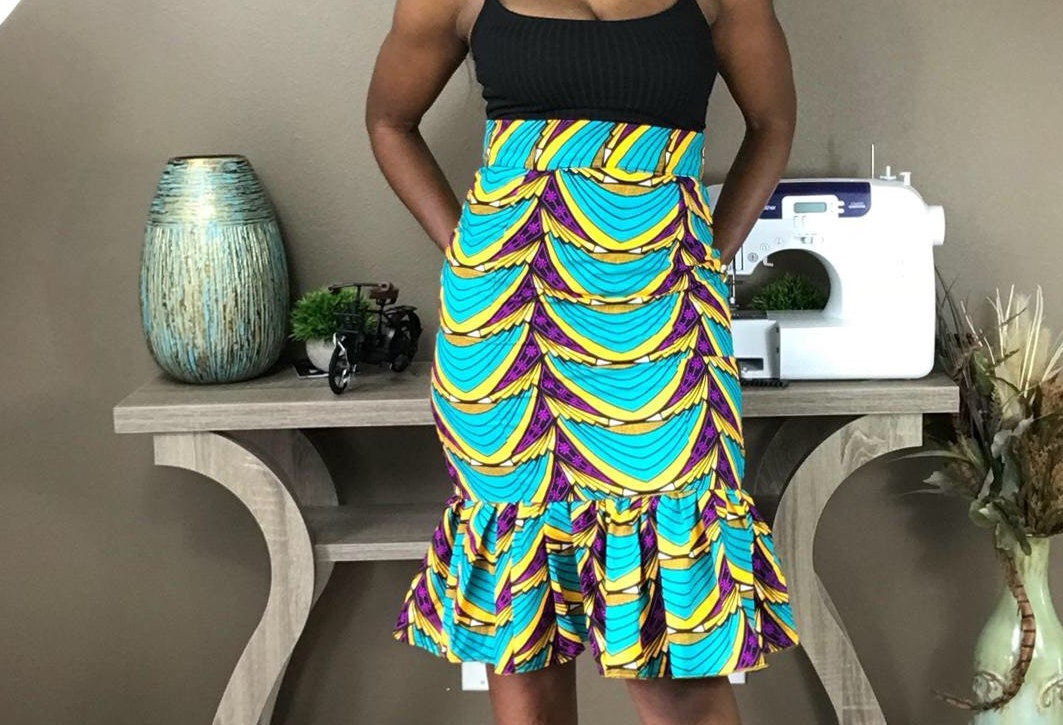 Pencil flare skirt african print